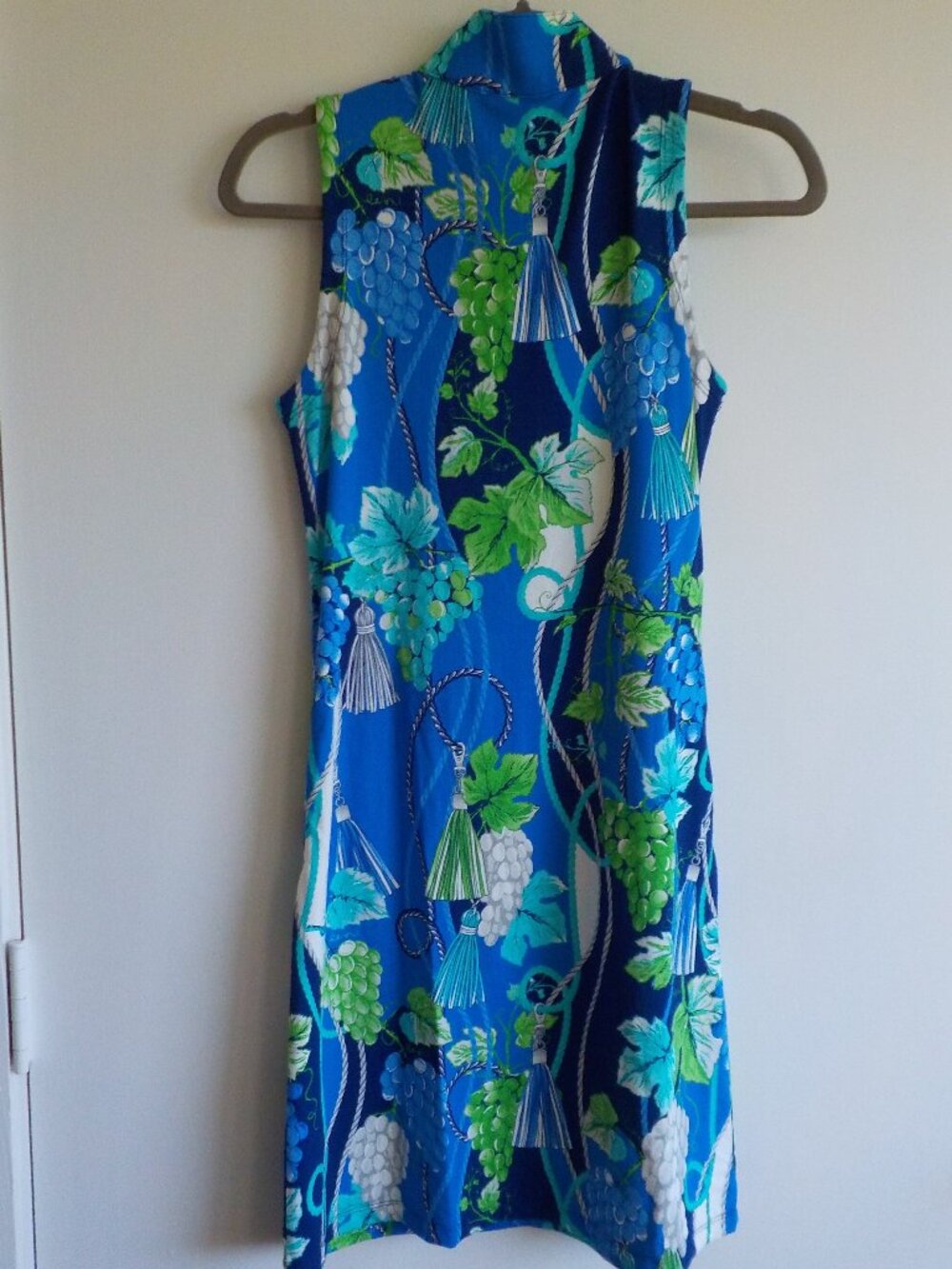 G Lifestyle Dress - X-Small -Sleeveless Blue/Green/White Tropical Pockets (2091) - Picture 4 of 5
